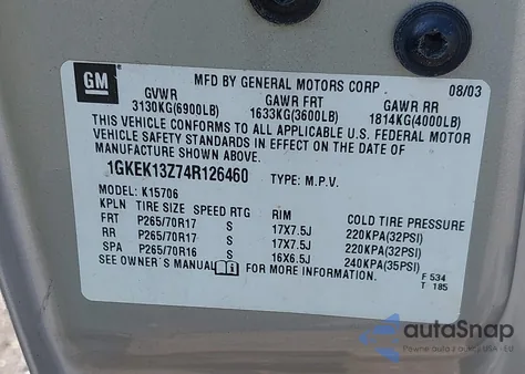 2004 GMC Yukon z USA, uszkodzony, nr VIN 1GKEK13Z74R126460